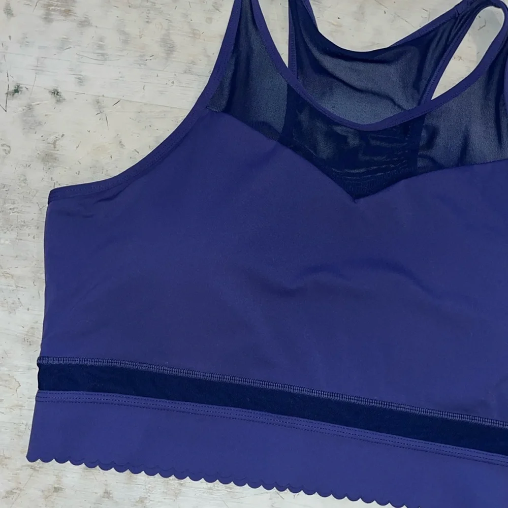 ZYIA Deep Purple Mesh High-Neck Sports Bra